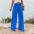 thumbnail image 6 of Ashirexll Wide Leg Pants Woman, High Waisted Pants for Women, Summer Women's High Waist and Elastic Waistband Casual Pants Comfortable Wide Leg Pants with Pockets, 6 of 7