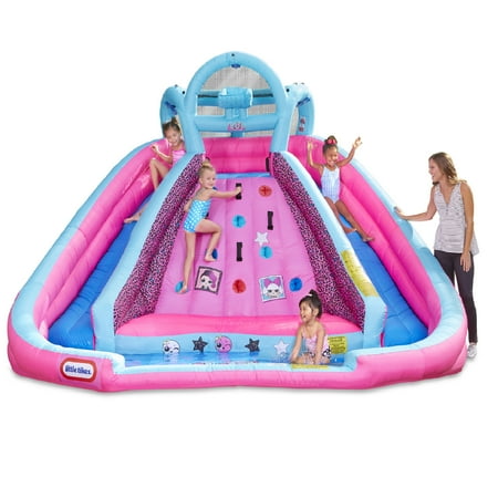 LOL Surprise Pink River Race Inflatable Water Park, 2 Slides, Climbing Wall & Blower, Outdoor Toy, Ages 4 and up