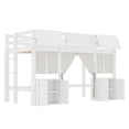 thumbnail image 6 of Twin Loft Bed with Built-in Bookshelf, Curtain, and Storage Shelf Amusement Park-Inspired Playful Design Safety Guardrails, White, 6 of 9