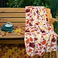 thumbnail image 5 of Fall Throw Blanket Pumpkin Blanket Thanksgiving Decor Cream Ivory Autumn Pumpkin Print on Soft Fleece Beige for Couch/Chair (60" x 50"), 5 of 5