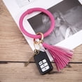 thumbnail image 4 of Kasmotion Leather Keychain Bracelet Leopard Snake Leather Fashion Boho Keyring Round Unique Floral Keychain with Tassel, 4 of 7