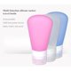 thumbnail image 5 of Paquete de 3 botellas portátiles de viaje de silicona líquida de grado alimenticio para champú, acondicionador, loción, artículos de tocador y condimentos (2 oz rosa + blanco + azul), 5 of 5