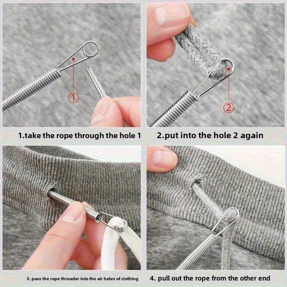 Needle Threader Tool, Flexible Elastic Band Threader, Drawstring Threading Guide for Sewing, Webbing, Ribbon, Shoelaces, Waistbands and DIY Crafts