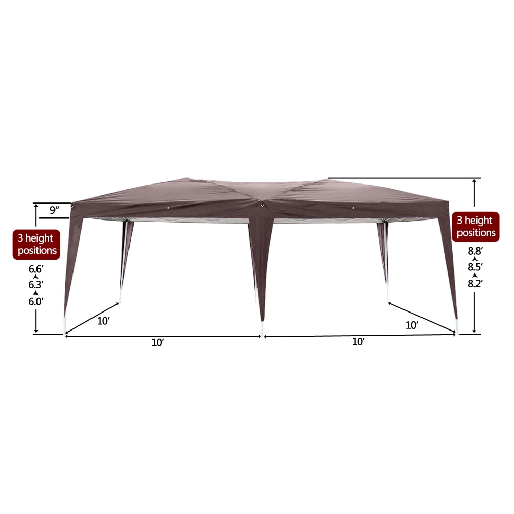Kadyn Four Sides Camping Tent, Camping Shelters for Wedding, 10' x 20' double-window practical waterproof folding tent With 2 windows, Dark Coffee Kadyn Four Sides Camping Tent, Camping Shelters for Wedding, 10' x 20' double-window practical waterproof folding tent With 2 windows, Dark Coffee