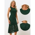 thumbnail image 2 of DARING DIVA Asymmetric Hem Fishtail Ruffles Lace Dress XS Dark Green, 2 of 6