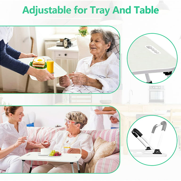 uhomepro Bed Tray Table Folding Legs with Phone Tablet Holder, Cup Holder,  USB Cable Hole, Breakfast Food Tray for Sofa Bed Eating Drawing, Platters  Serving Lap Desk Snack Tray for Elderly, Q18557 