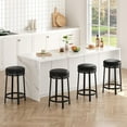 thumbnail image 4 of DSstyles 24'' Swivel Bar Stools with Footrest, Modern Counter Height Barstools with Pu Leather Upholstered and Metal Frame, Backless Round Bar Stools for Kitchen Island, Black/Brown, 4 of 7