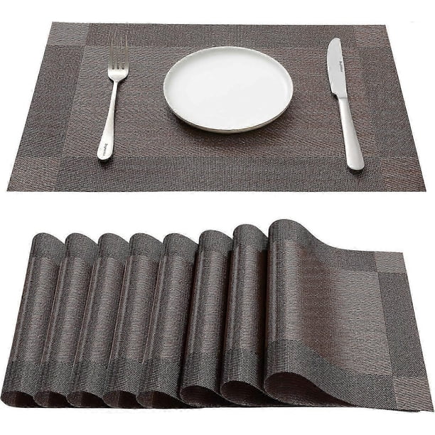 8pcs placemats set of 8, washable/heat resistant/non-slip/stylish placemats(coffee)