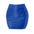 thumbnail image 4 of EDFBUYKRS Female Skirts Pleated Mini Skirts for Women Casual Women's Shiny Metallic Mini Skirt Wet Leather Short Skirt Stretch Pencil Party Skirt High Waist Clubwear, 4 of 4