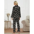 thumbnail image 5 of Wang6 Women's Satin Pajamas Sets 2 Pieces Long Sleeve Pjs Sets Soft Button V Neck Shirts Straight Pants Ladies Loose Fit Butterfly Printed Sleepwear Loungewear Sets Black1 XL, 5 of 7