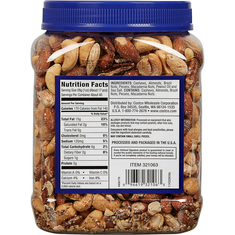 Kirkland Signature Extra Fancy Mixed Nuts, Salted, 2.5 lbs