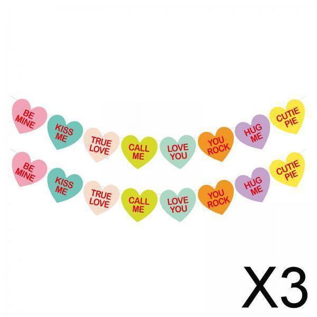 Banner del Día de San Valentín Soledad Decoración de Pared Guirnalda Colgante de Corazón DIY 3 piezas