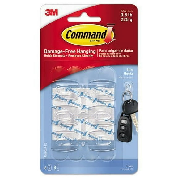 Command Strips 17006CLR Clear Mini Command Hooks 6 Count