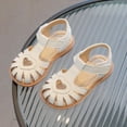 thumbnail image 2 of KPOPLK Girls Leather Soft Open Toe Princess Flat Shoes Summer Sandals(Toddler/Little Kid) Size 8.5,Beige, 2 of 6