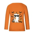 thumbnail image 4 of EchfiProm Y2k Women Tops Graphic Orange Office Long Sleeve V Neck Relaxed Fit Pullover Tops, 4 of 5