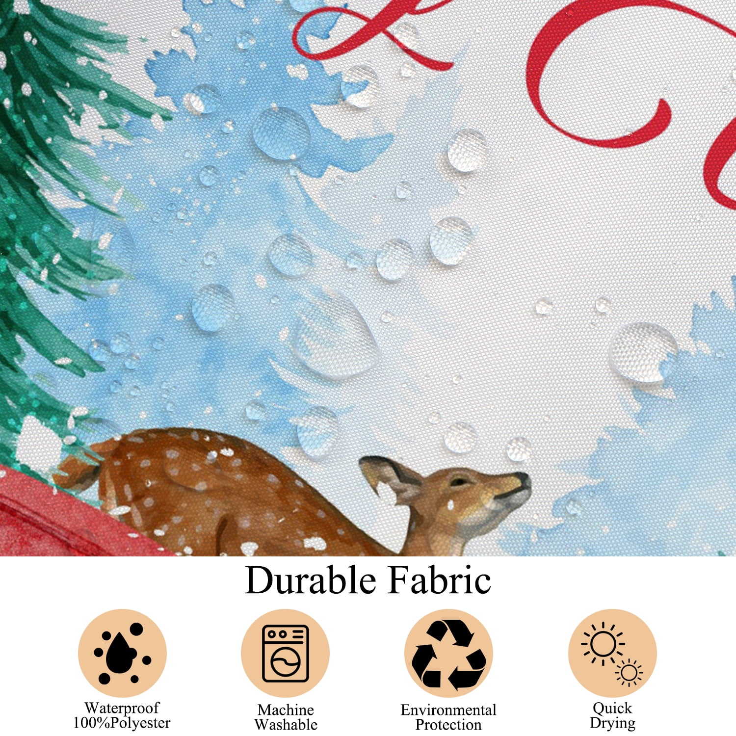 Mizhona Merry Christmas Shower Curtain Xmas Tree Snowman Red Truck for Bathroom Holiday Winter New Year Waterproof Decor 72"x78"