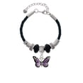 thumbnail image 2 of Delight Jewelry Silvertone Large Purple Butterfly with 6 AB Crystals Aunt Celtic Knot Leather Bead Bracelet, 7"+2" Extender, 2 of 4