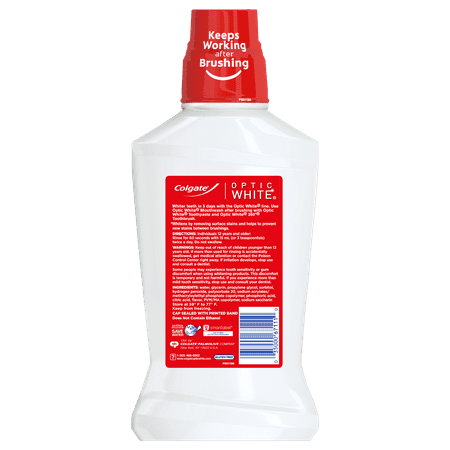 Colgate Optic White Whitening Adult Mouthwash, Fresh Mint - 473mL, 16oz