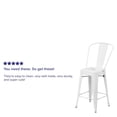 thumbnail image 2 of Commercial Grade 4 Pack 24" High White Metal Indoor-Outdoor Counter Height Stool with Back, 2 of 9