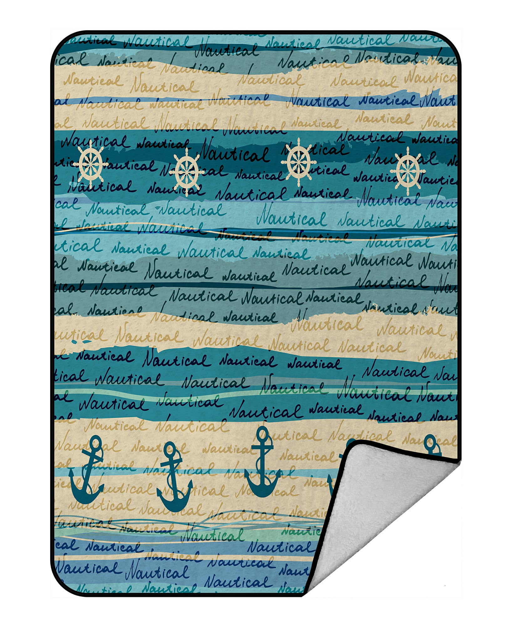 ABPHQTO Nautical Style Fleece Blanket Fleece Back Throw Blanket