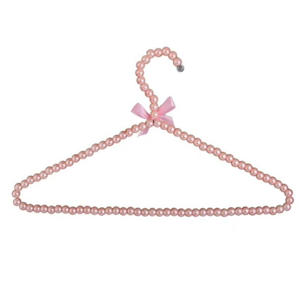 Perchas decorativas de perlas para ropa que ahorran espacio Perfecl blanco y rosa