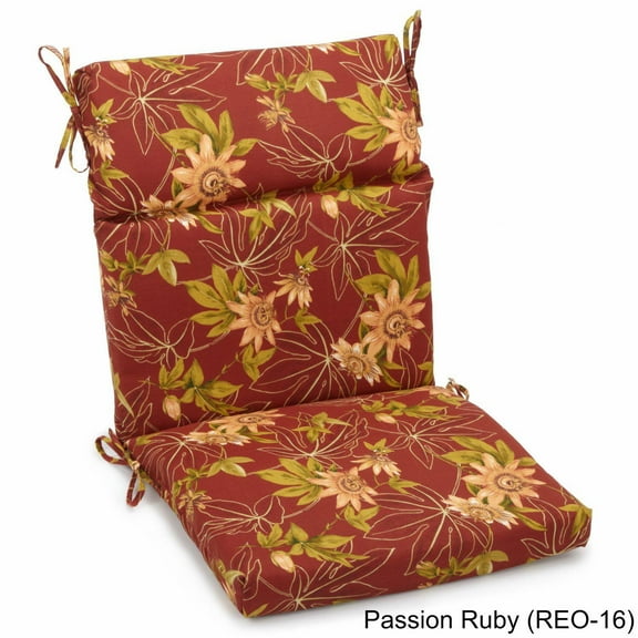 22-inch by 45-inch Spun Polyester Outdoor Squared Seat/Back Chair Cushion-Color:Passion Ruby