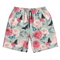 thumbnail image 2 of KLL Roses and Butterflies Men's Casual Summer Beach Shorts Hawaiian Shorts with Pockets-Medium, 2 of 6