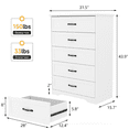 thumbnail image 2 of Sturdy 5-cajón blanca almacenamiento gabinete in mdf para dormitorio, closet, o oficina organization, 2 of 10