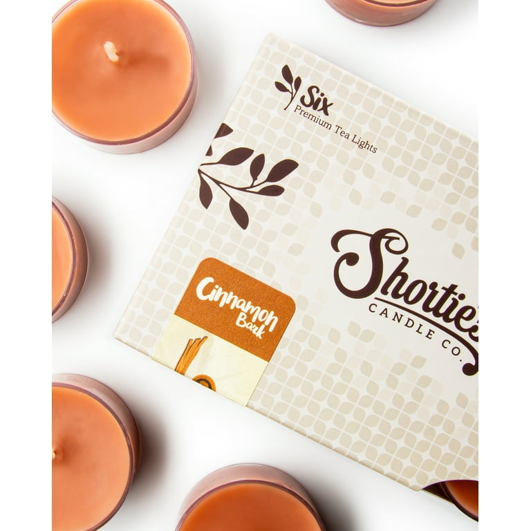 Cinnamon Bark Tealight Candles - Highly Scented with Essential & Natural  Oils - 6 Brown Premium Scented Tea Lights - Shortie's Candle Company 