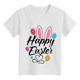 thumbnail image 4 of MIASHUI T-Shirt Garçon Drôle Imprimé Lapin de Pâques Manches Courtes pour Filles, Blanc, 4-5 Ans, 4 of 4