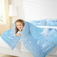 thumbnail image 4 of Feelyou Cartoon Blue Ribbon Queen Comforter Set for Kid, Glitter Dreamy Stars Bedding Sets, Modern Fashion Bow-tie Reversible Bedding Comforter Set, Lightweight Room Decor, 3pcs, 4 of 8