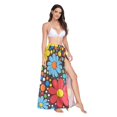 thumbnail image 2 of FORMRS Womens Long Sarong Beach Wrap Semi-Sheer Bikini Skirt Bathing Swimsuit Cover Up, Cartoon Flowers, 2 of 7
