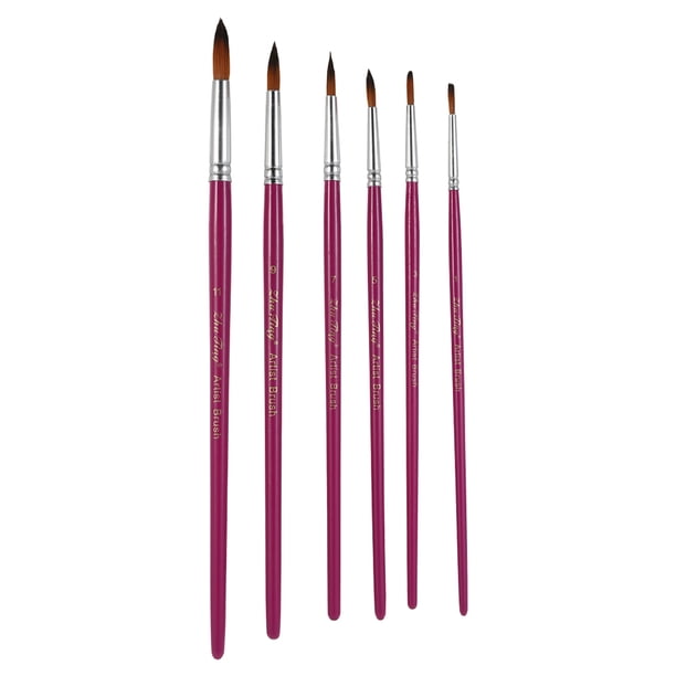 Juego de brochas de pintura profesional de 6 uds., punta redonda, nailon