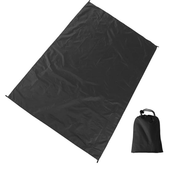 Multifunctional Waterproof Tarp for Summer Beach Mat, Camping Ground Sheet, Tent Footprint, and Rain Shelter, Portable Foldable Summer Outdoor Camping Gear, Black, 4.6'x7.5'