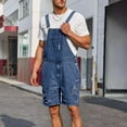 thumbnail image 2 of DDAPJ pyju Clearance Sales Today! Mens Denim Bib Overall Shorts Above Knee Length Shortalls Jean Rompers Loose Fit Summer Walk Shorts Adjustable Strap Jumpsuit Blue M, 2 of 9