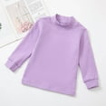 thumbnail image 3 of WhouRiu Little Girls T-Shirts High Collar Long Sleeve T Shirt Child Soft Solid Autumn Winter Thin Undershirt Purple,Sized 7-8, 3 of 3