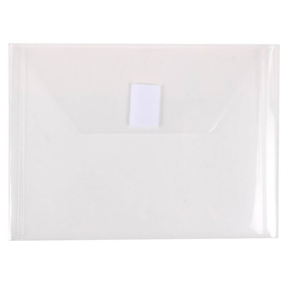 JAM Paper Plastic Hook & Loop Envelopes, 5.5x7.5, 12/Pack, Clear