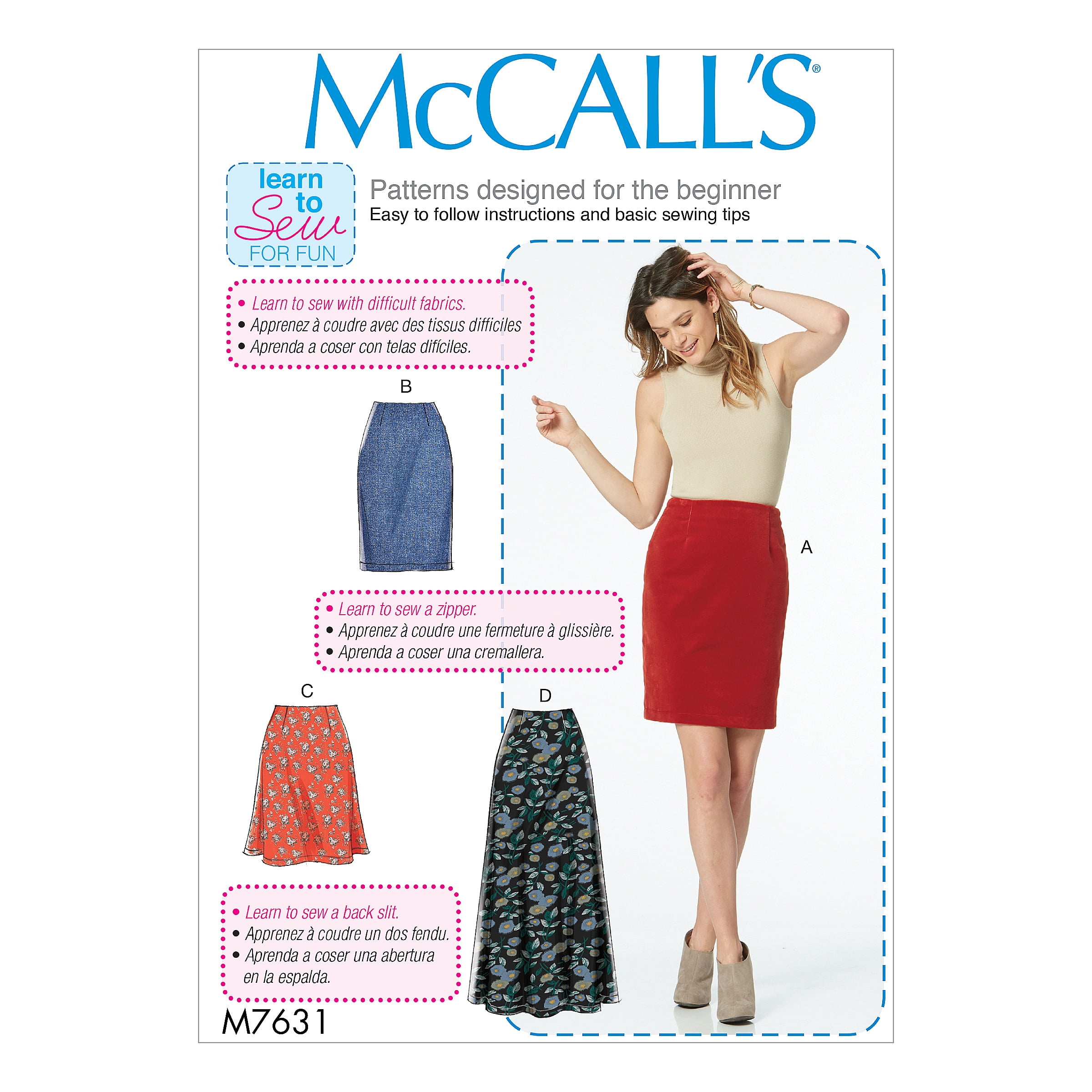 McCall's Sewing Pattern Misses' Skirts in Three LengthsXSSM