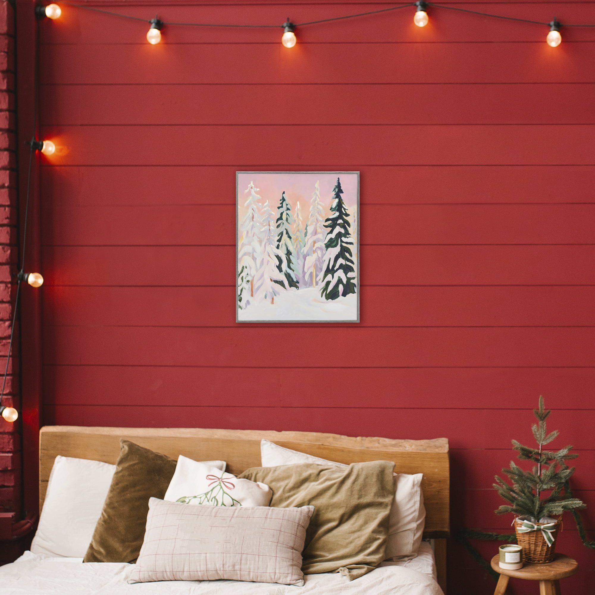 Stupell Industries Peachy Pastel Winter Forest Gray Framed Giclee Art, design by The Prints Vibe