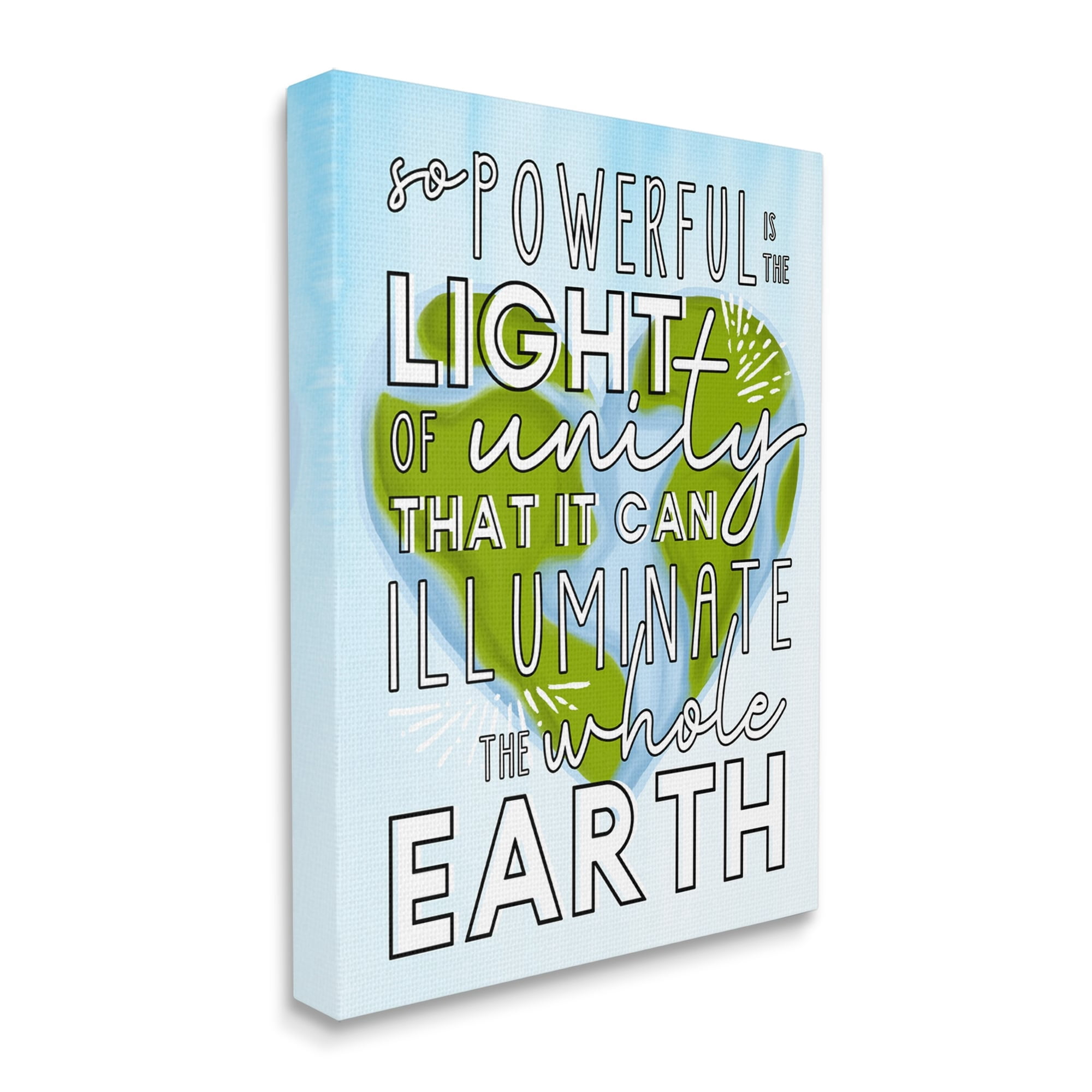 Stupell Industries Light Of Unity Phrase Heart Shaped Earth Typography Painting Gallery Wrapped Canvas Art Print Wall Art, 30 x 40