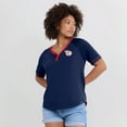 thumbnail image 4 of Women's Fanatics Navy Cleveland Guardians League Diva Star Raglan V-Neck T-Shirt, 4 of 5