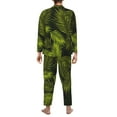 thumbnail image 5 of Kll Tropical Palm Leaves Fern Leaf Sleepwear Mens Flannel Pajamas,Long Cotton Pj Set, 5 of 9