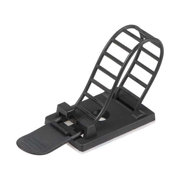 Clips de cable autoadhesivos ajustables organizador de cables con montaje opcional de tornillo para sujetar brida de cable 90x12mm negro 50 piezas