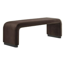 Bowery Hill 60" Performance Velvet Waterfall Long Bench in Black Chocolate Brown