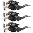 thumbnail image 1 of Passage Door Lever [NonLocking Lever Set] NonLocking Door Handle Set for Hallway or Closets Keyless Satin Nickel Finish Wave Door Lock Reversible Right & Left Side Hande, 1 of 7