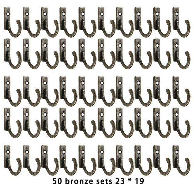 facefd Vintage Crochets Muraux Petit Robuste Rack Multifonction Large Application Lourds Clés Cintres Vêtements de Maison Bronze Décoratif 20 Pcs Bronze 50 Pcs
