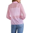 thumbnail image 3 of INSPIRE CHIC Women's Shirt Mesh Sheer Point Collar Long Sleeve Button Down Shirt S Light Pink, 3 of 6