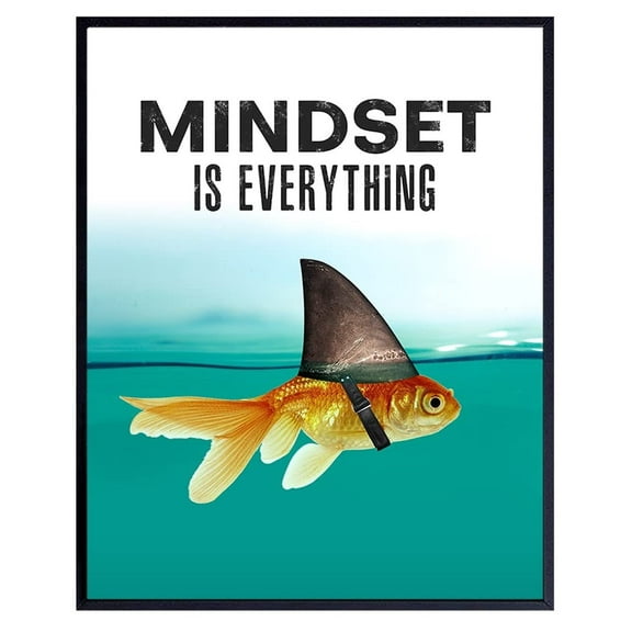 Mindset is Everything - Motivational Wall Art Poster for Home, Office - Gift Entrepreneur, Student, Men, Teens - Inspirational Decor - Uplifting Self-Improvement Positive Quote