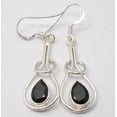 thumbnail image 2 of SilverStarJewel 925 Pure Silver High End Drop Black Onyx Gem Ladies' Earrings 1.8" French Wire, 2 of 3