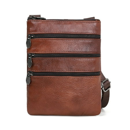 SIHUA Men Genuine Cowhide Leather Shoulder Bag Business Messenger Handbag (Brown)